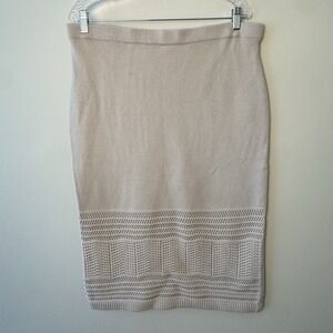 Rachel Zoe Crocheted Midi Skirt Womens XL Ivory Cottagecore Grandma Boho NWOT